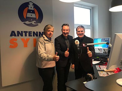 Joachim Wussow, Martin Kraus und Steffen Müller im Studio von Antenne Sylt